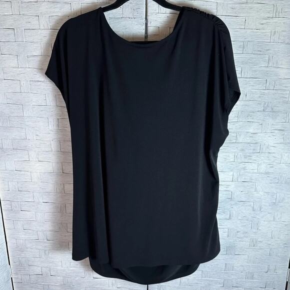 Lane Bryant blouse cow Nick black blouse, minimalist career wear plus size - Picture 2 of 9
